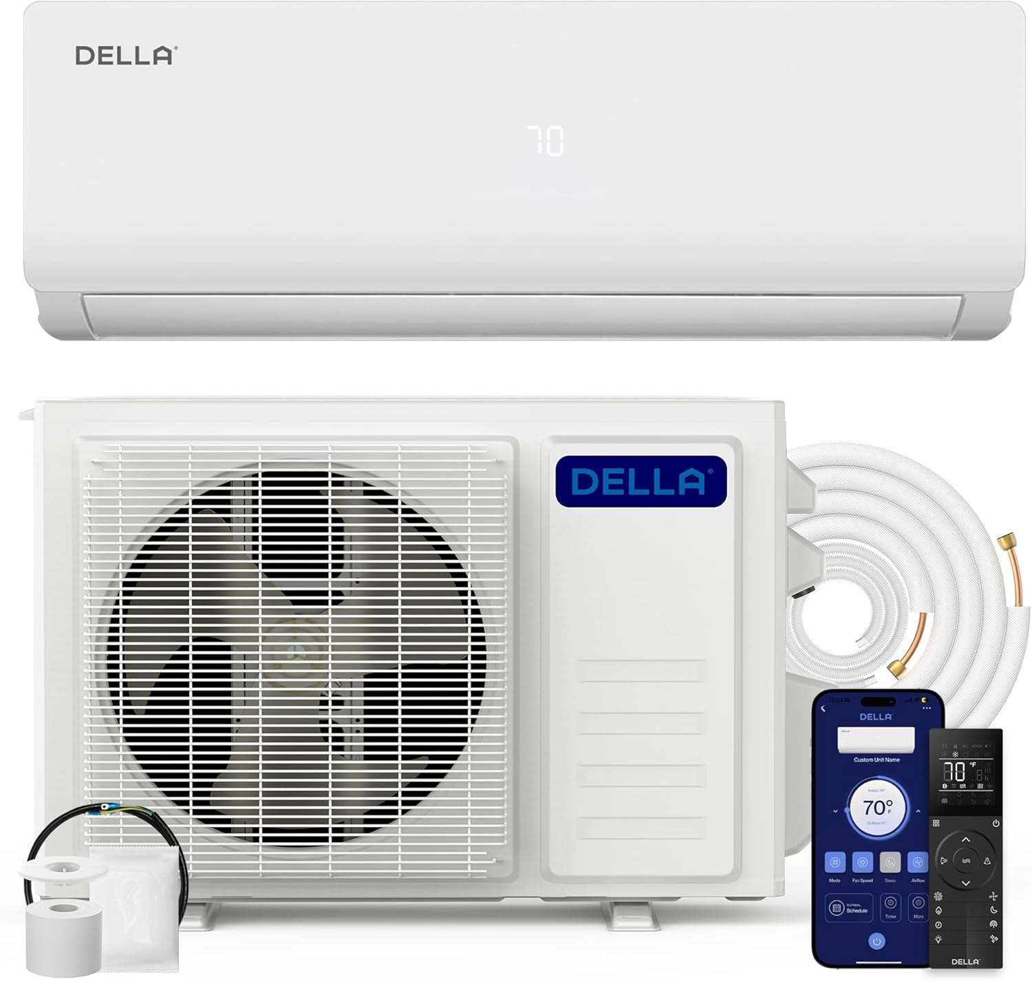 DELLA Vario Series 12000 BTU mini split AC indoor and outdoor units